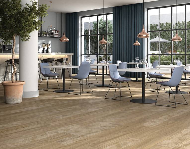 RAK Ceramics Line wood collection room setting