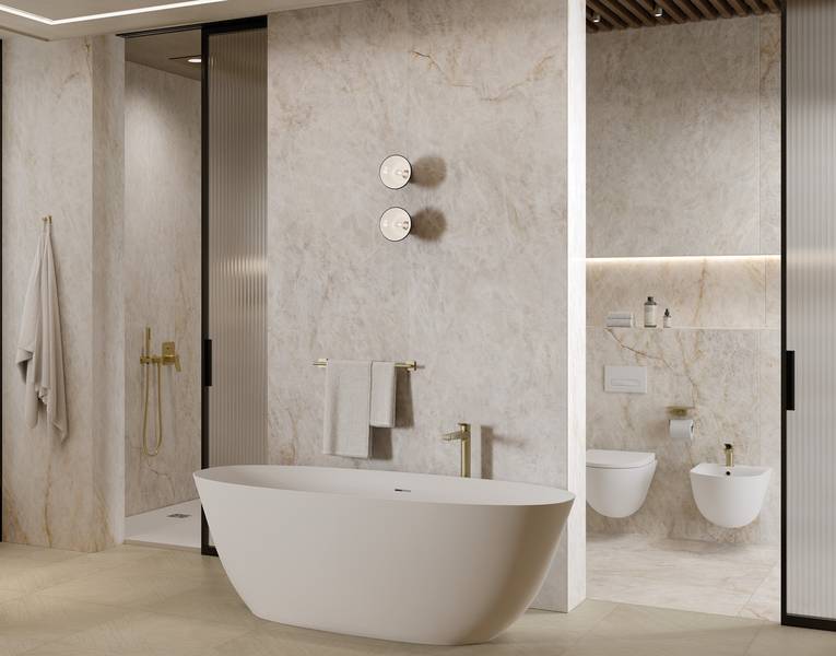 RAK Ceramics Crystal White collection room setting