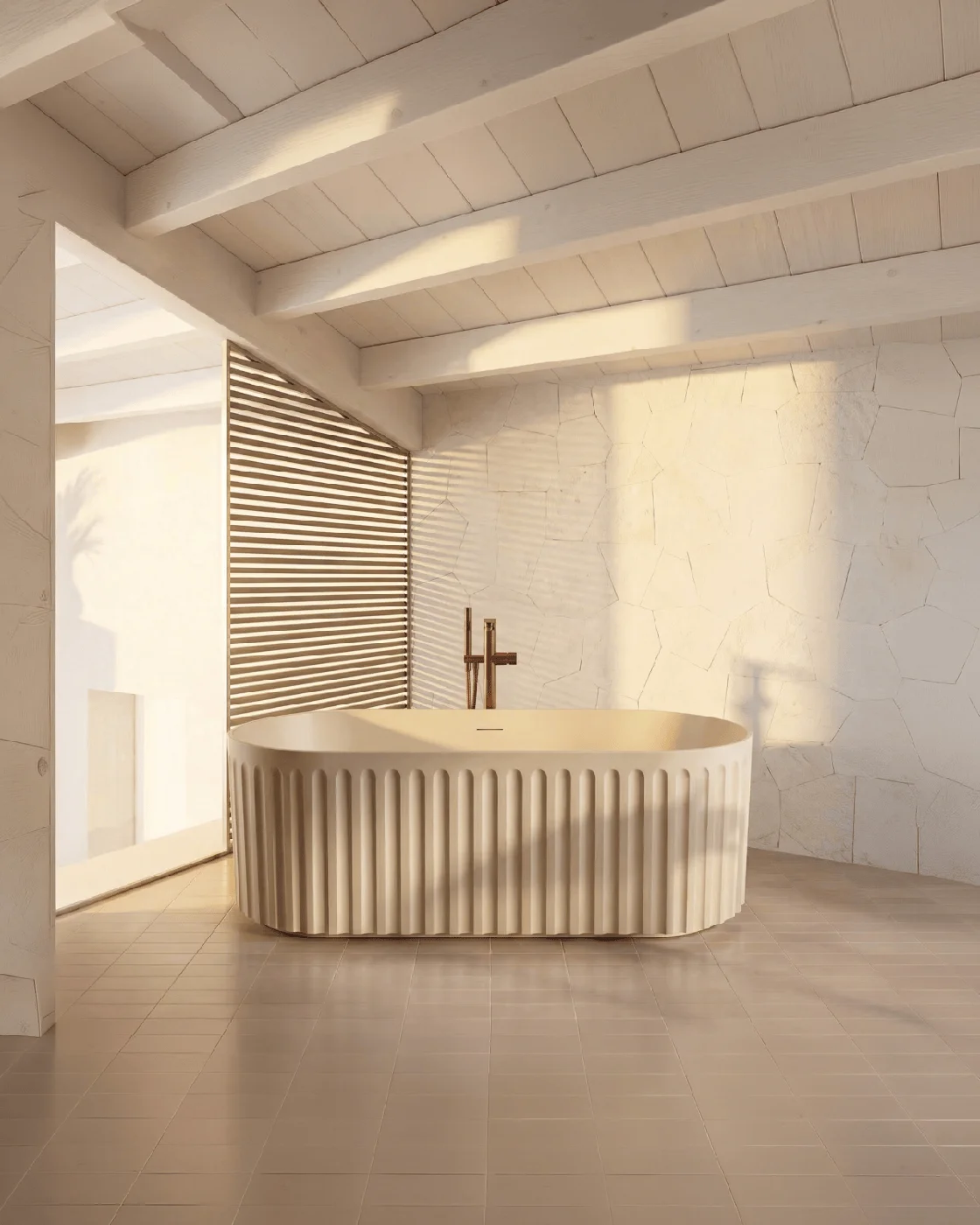 Scudo Bathrooms Lira Matt Stone fluted bath